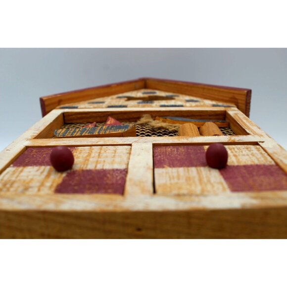 Recipe Box Wooden House Shabby Chic Beach Drawers Open Hinged Vintage 9.75 Inch - Picture 16 of 16